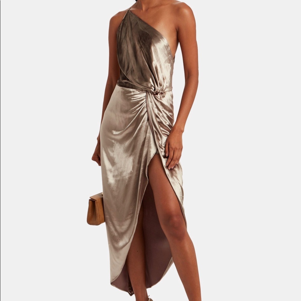 COPY - COPY - Michelle Mason Twisted Velvet One Shoulder…